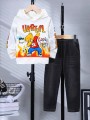 Dwukolorowy komplet jeansy bluza (5L)