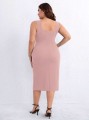 Sukienka midi pudrowy róż (1XL)