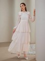 Morelowa sukienka maxi pasek (M)