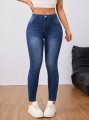 Niebieskie jeansy rurki 7/8 (S)