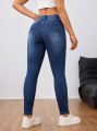 Niebieskie jeansy rurki 7/8 (S)