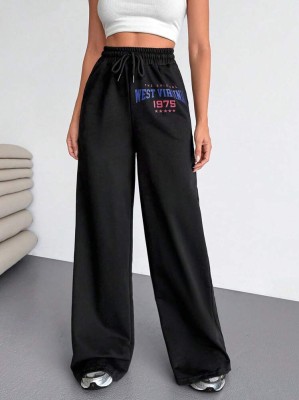 Czarne proste spodnie nadruk (XL)