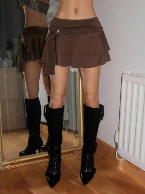 Brązowa spódnica mini (L)
