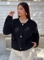 Czarny krótki kardigan guziki (0XL)