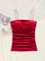 Czerwony aksamitny top (XS)