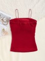 Czerwony aksamitny top (XS)