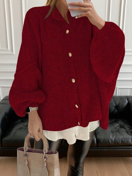 Czerwony kardigan oversize (M)
