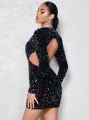 Cekinowa mini sukienka cut out (L)