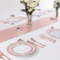 Plastikowy talerz obwódka rose gold 25 sztuk