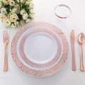 Plastikowy talerz obwódka rose gold 25 sztuk