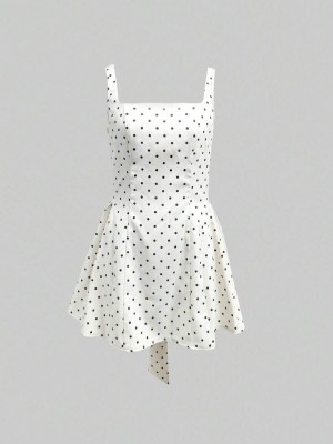 Mini sukienka groszki kokarda (XL)