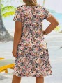 Klasyczna sukienka krótkie rękawy wzór (2XL)