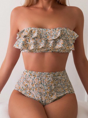 Ecru strój dwuczęściowy wzór (XL)