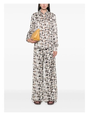 Ecru proste spodnie wzór (M)