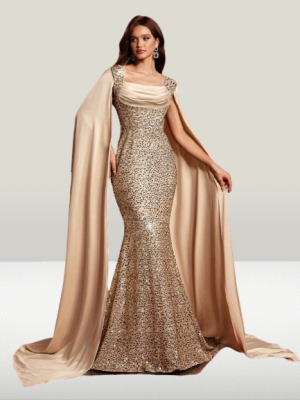 Cekinowa suknia maxi (M)