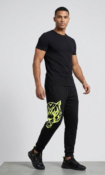 Czarne dresowe spodnie nadruk (XL)