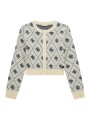 Ecru rozpinany sweter wzór (8L)
