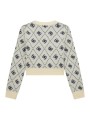 Ecru rozpinany sweter wzór (8L)