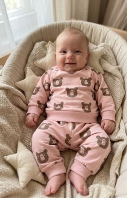Różowy komplet wzór (3-6M)