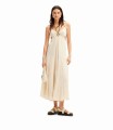 Ecru sukienka midi cut out (L)