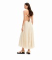 Ecru sukienka midi cut out (L)