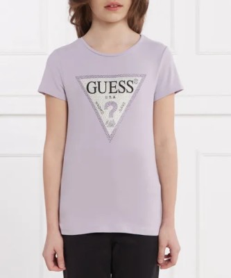 Fioletowy t-shirt nadruk (8L)
