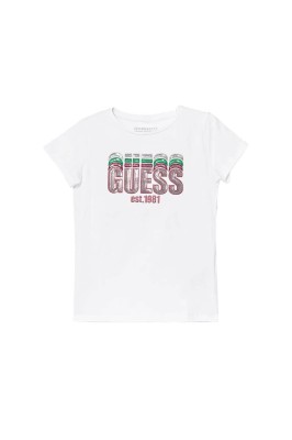 Biały t-shirt cekinowy napis (3-6M)