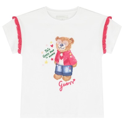 Biały t-shirt nadruk (3-6M)