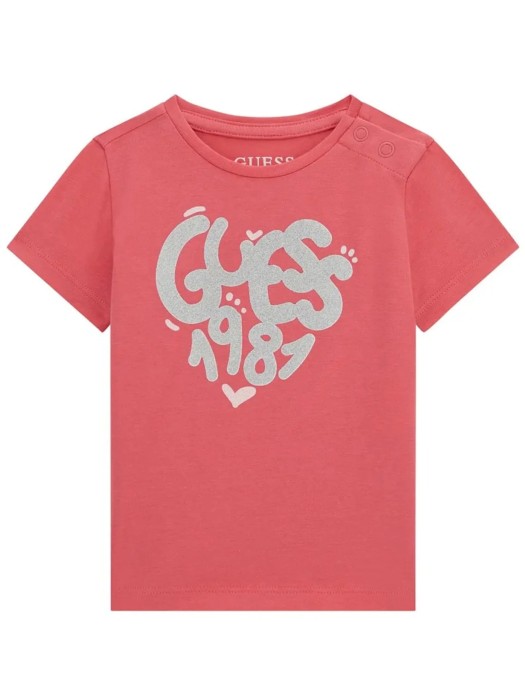 Różowy t-shirt nadruk (3-6M)