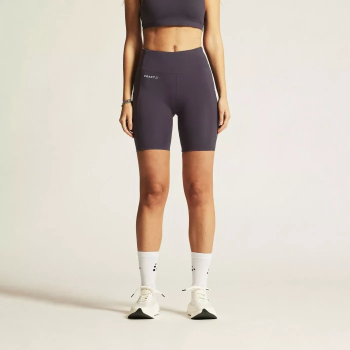 Burgundowe krótkie legginsy logo (M)