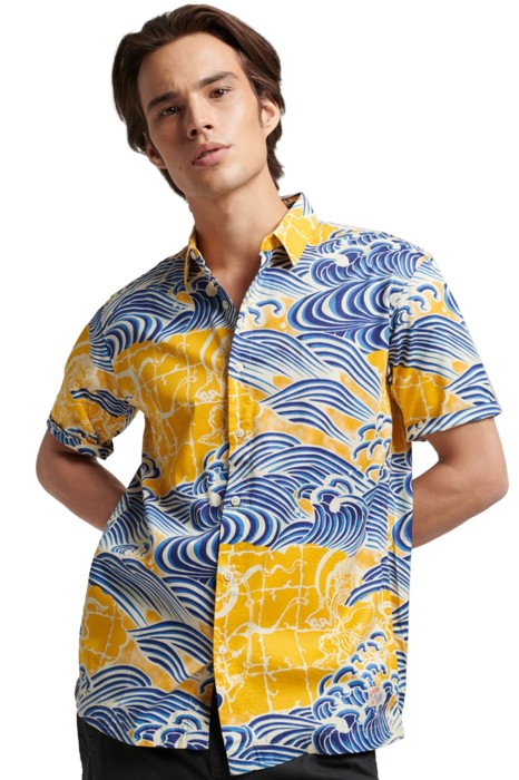 Żółta koszula regular wzór (M)