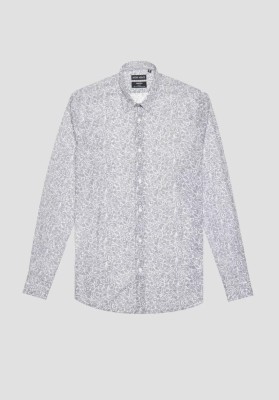 Szara koszula slim fit wzór (M)