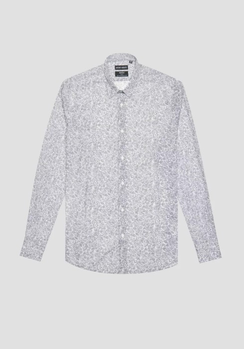 Szara koszula slim fit wzór (M)
