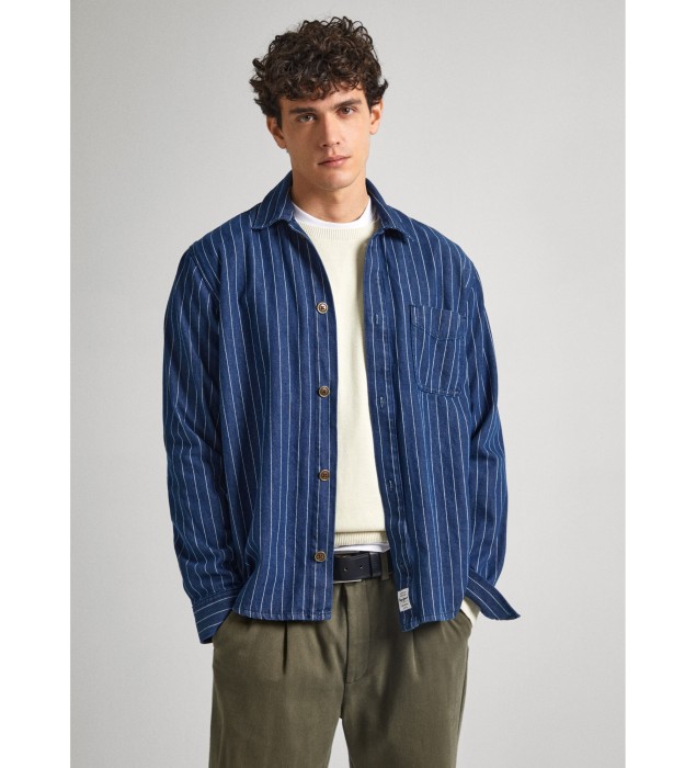 Granatowa koszula paski (M)