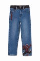Niebieskie zwężane jeansy nadruk (7-8L)