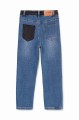 Niebieskie zwężane jeansy nadruk (7-8L)