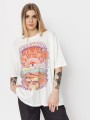 Ecru t-shirt oversize nadruk (M)