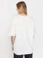 Ecru t-shirt oversize nadruk (M)