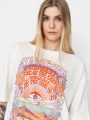 Ecru t-shirt oversize nadruk (M)