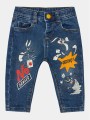 Niebieskie jeansy nadruk (6-9M)