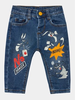 Niebieskie jeansy nadruk (6-9M)