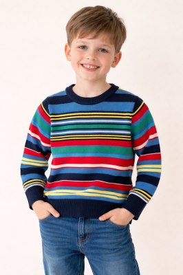 Kolorowy sweter paski (5-6L)