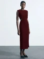 Bordowa sukienka midi cut out (S)