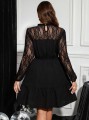 Czarna sukienka długi rękaw koronka (4XL)