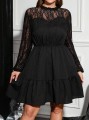 Czarna sukienka długi rękaw koronka (4XL)