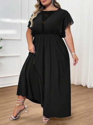 Czarna sukienka maxi koronka (5XL)