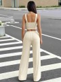 Ecru komplet spodnie top (S)