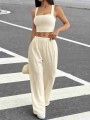 Ecru komplet spodnie top (S)