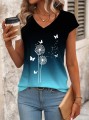 Kolorowy t-shirt ombre nadruk (M)