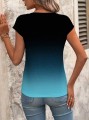 Kolorowy t-shirt ombre nadruk (M)